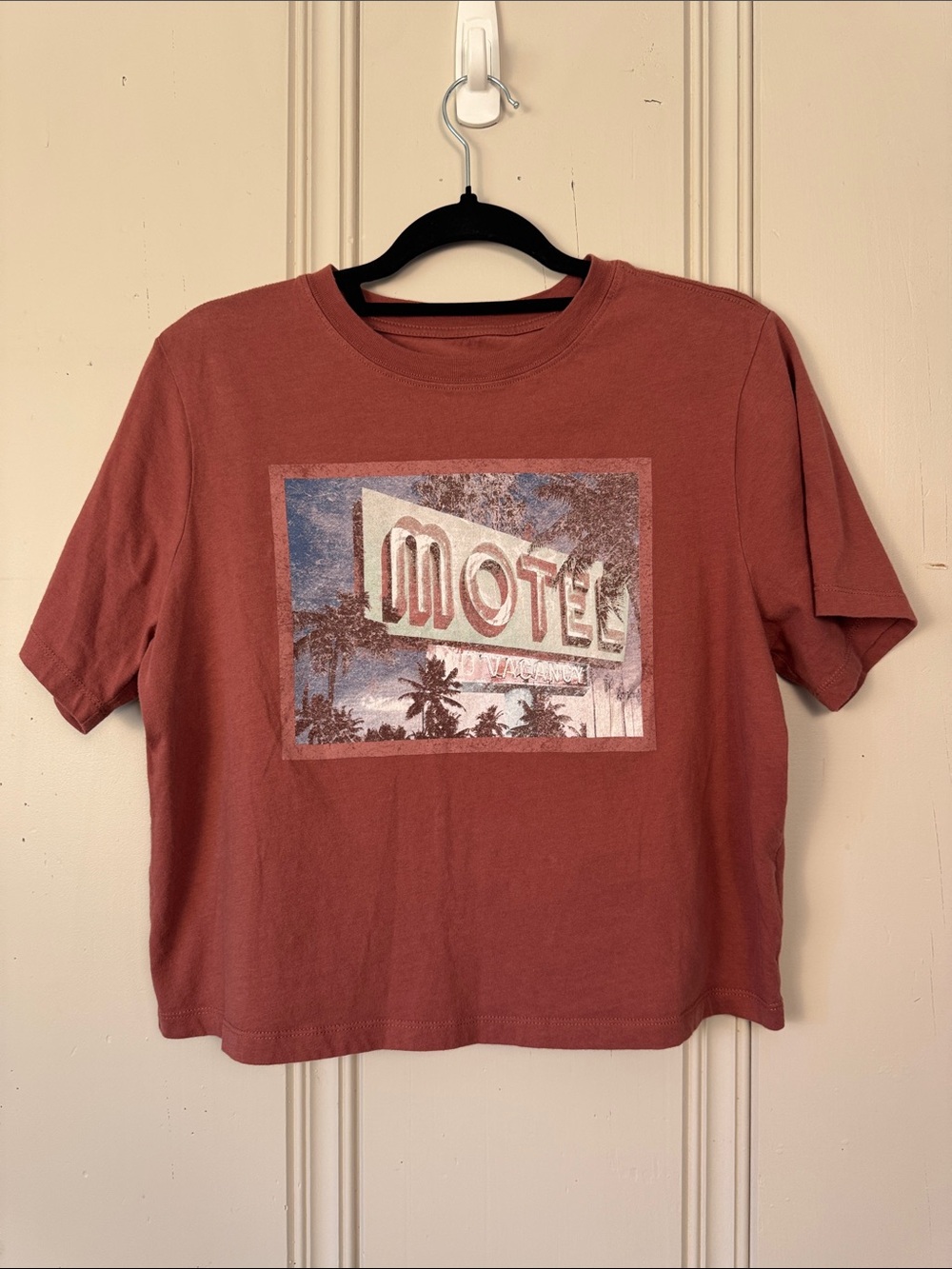Cleo + Wolf Motel Graphic Tee Small Boxy Crop Desert Road Trip